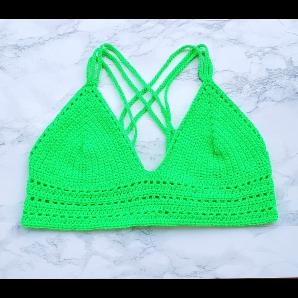 Handmade crochet neon bralette
